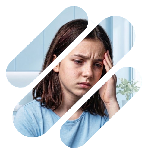 Young patient experiencing a migraine